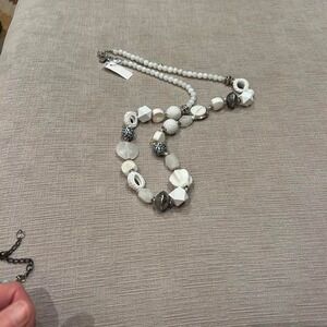 NWT Chicos White and silver beaded necklace